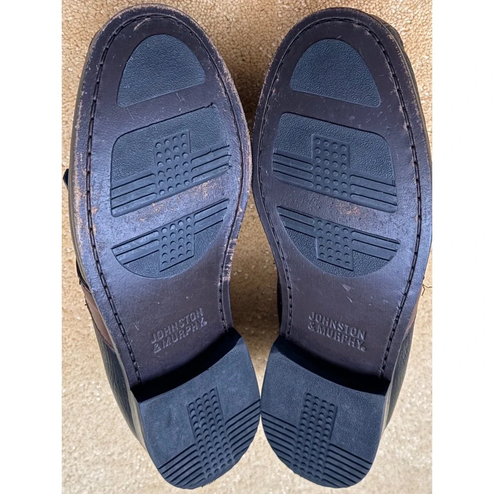 Johnston Murphy Mens Brown Black Leather Tassel Loafer Staple Shoes Size 10‎